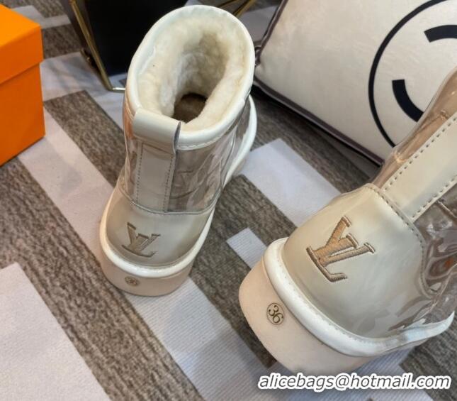 Duplicate Louis Vuitton PVC Snow Boots with Monogram Embroidery White 218075