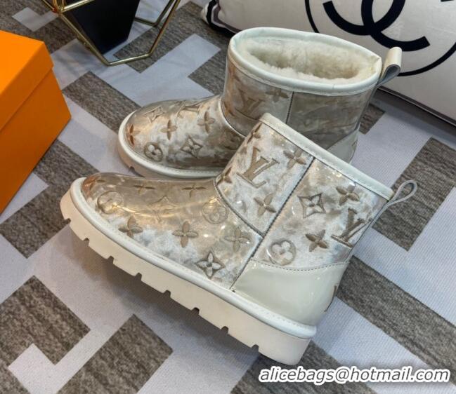 Duplicate Louis Vuitton PVC Snow Boots with Monogram Embroidery White 218075