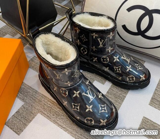 Big Discount Louis Vuitton PVC Snow Boots with Monogram Embroidery Black 218076