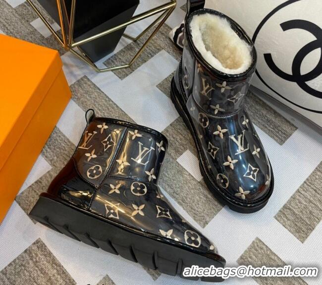 Big Discount Louis Vuitton PVC Snow Boots with Monogram Embroidery Black 218076