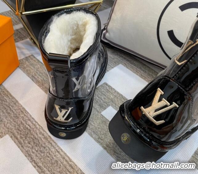 Big Discount Louis Vuitton PVC Snow Boots with Monogram Embroidery Black 218076