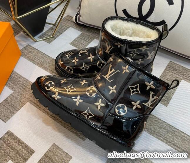 Big Discount Louis Vuitton PVC Snow Boots with Monogram Embroidery Black 218076