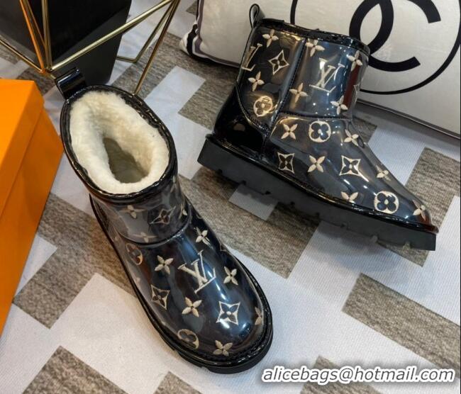 Big Discount Louis Vuitton PVC Snow Boots with Monogram Embroidery Black 218076