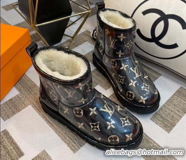 Big Discount Louis Vuitton PVC Snow Boots with Monogram Embroidery Black 218076