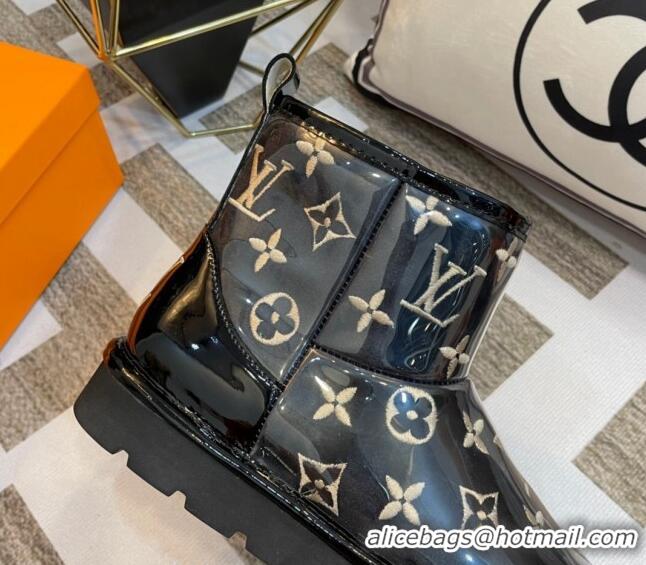 Big Discount Louis Vuitton PVC Snow Boots with Monogram Embroidery Black 218076