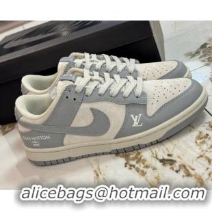 Pretty Style Nike SB Dunk Low Retro x Louis Vuitton LV Sneakers in Suede and Leather White/Light Grey 105037