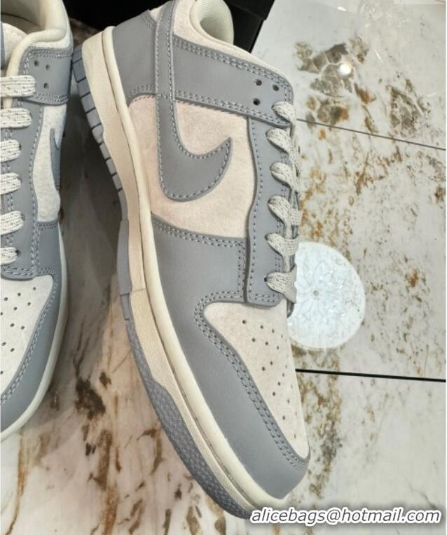 Pretty Style Nike SB Dunk Low Retro x Louis Vuitton LV Sneakers in Suede and Leather White/Light Grey 105037