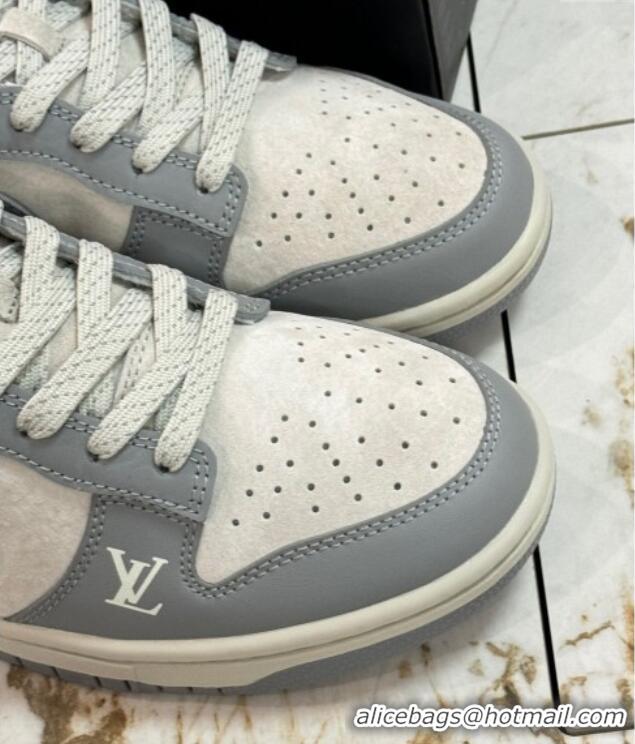 Pretty Style Nike SB Dunk Low Retro x Louis Vuitton LV Sneakers in Suede and Leather White/Light Grey 105037