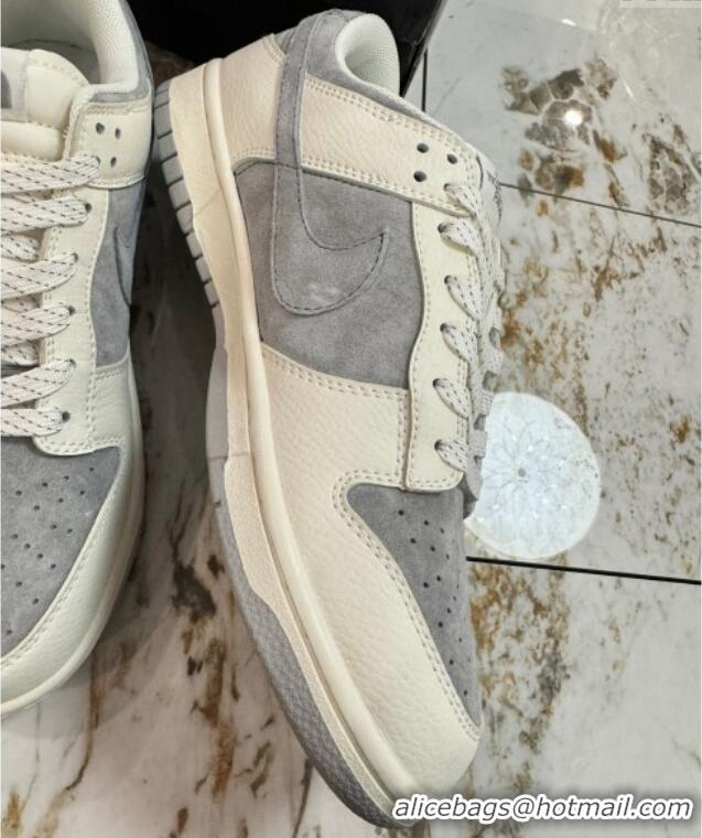 Best Grade Nike SB Dunk Low Retro x Louis Vuitton LV Sneakers in Suede and Leather White/Dark Grey 105039