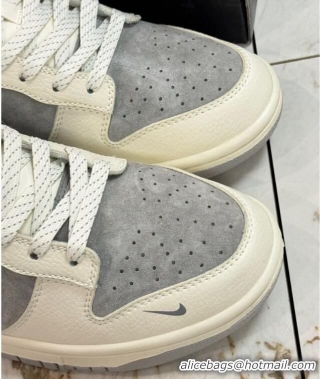 Best Grade Nike SB Dunk Low Retro x Louis Vuitton LV Sneakers in Suede and Leather White/Dark Grey 105039