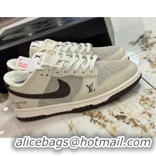 Most Popular Nike SB Dunk Low Retro x Louis Vuitton LV Sneakers in Suede and Leather Grey 105042