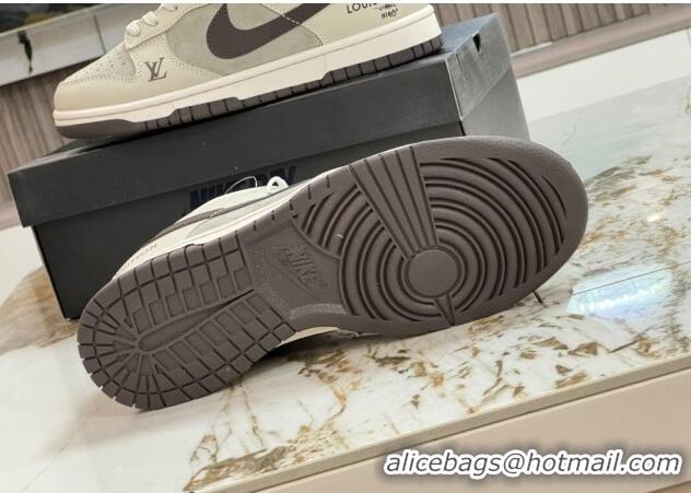 Most Popular Nike SB Dunk Low Retro x Louis Vuitton LV Sneakers in Suede and Leather Grey 105042