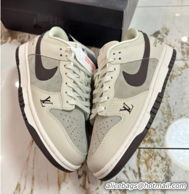 Most Popular Nike SB Dunk Low Retro x Louis Vuitton LV Sneakers in Suede and Leather Grey 105042