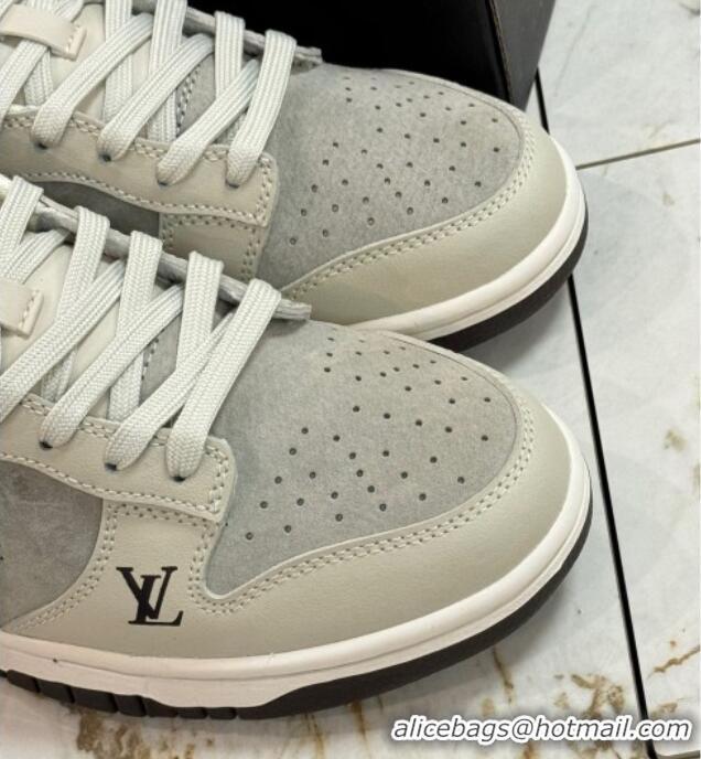 Most Popular Nike SB Dunk Low Retro x Louis Vuitton LV Sneakers in Suede and Leather Grey 105042