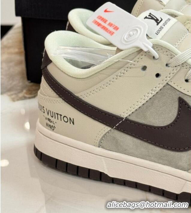 Most Popular Nike SB Dunk Low Retro x Louis Vuitton LV Sneakers in Suede and Leather Grey 105042