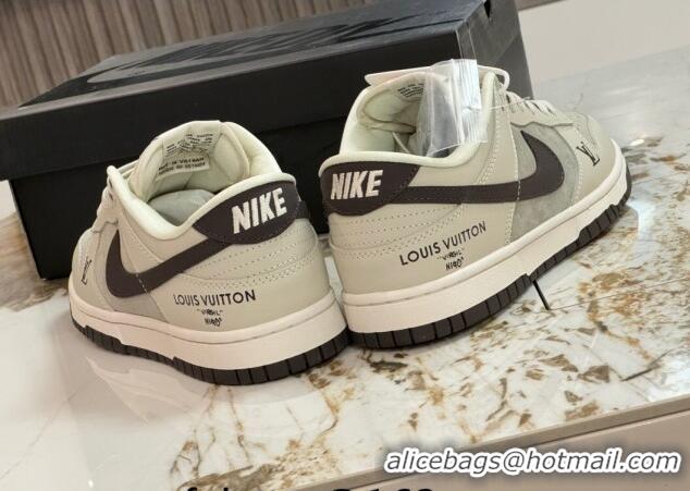 Most Popular Nike SB Dunk Low Retro x Louis Vuitton LV Sneakers in Suede and Leather Grey 105042