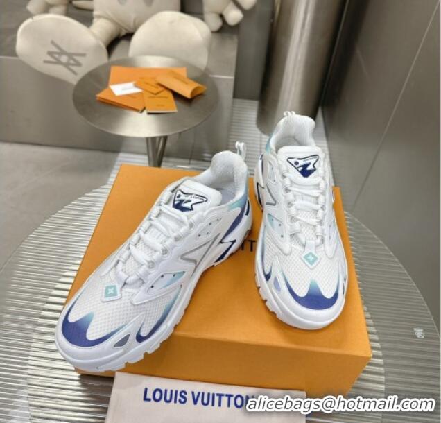 Good Quality Louis Vuitton Men's LV Runner Tatic Sneakers in Mesh and Leather Blue/White 105115