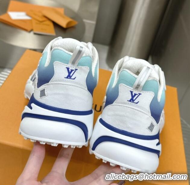 Good Quality Louis Vuitton Men's LV Runner Tatic Sneakers in Mesh and Leather Blue/White 105115