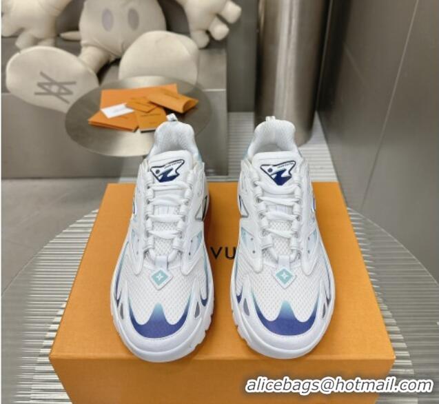 Good Quality Louis Vuitton Men's LV Runner Tatic Sneakers in Mesh and Leather Blue/White 105115