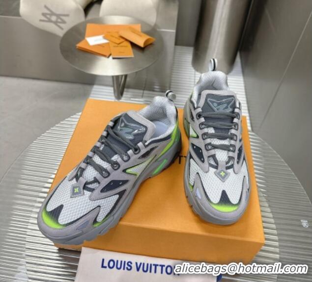 Classic Hot Louis Vuitton Men's LV Runner Tatic Sneakers in Mesh and Leather Grey/Green 105117