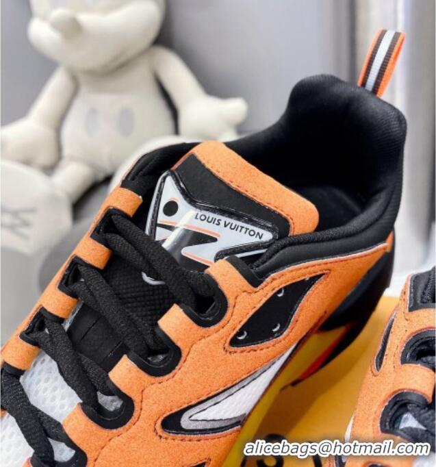 Unique Style Louis Vuitton Men's LV Runner Tatic Sneakers in Mesh and Leather Orange 105121