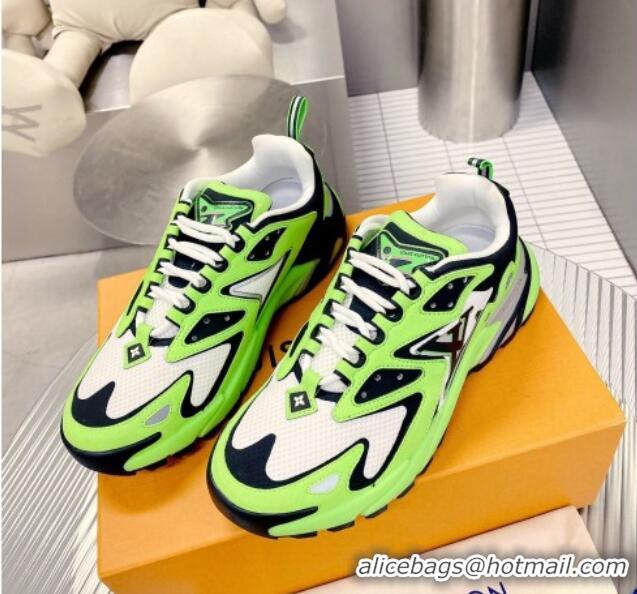 Good Looking Louis Vuitton Men's LV Runner Tatic Sneakers in Mesh and Leather Neon Green 105122