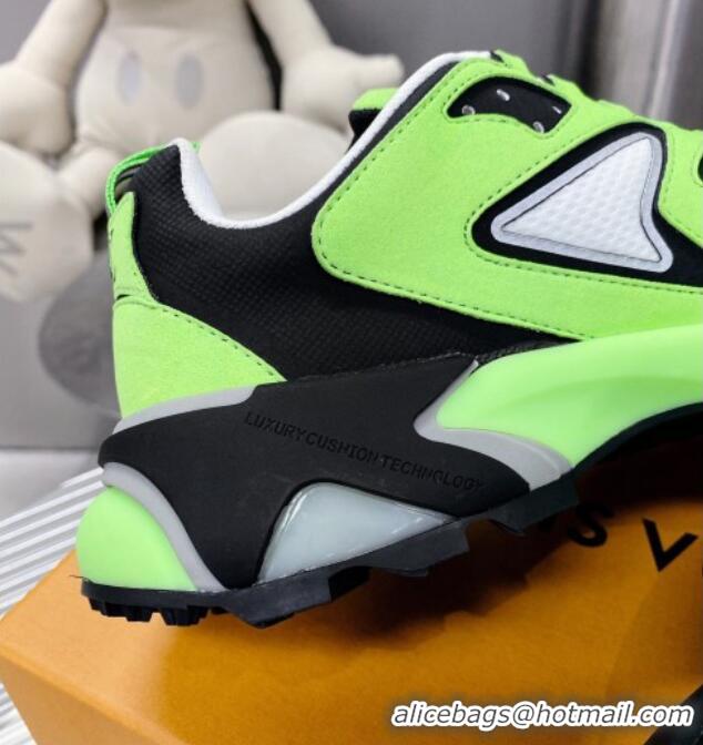 Good Looking Louis Vuitton Men's LV Runner Tatic Sneakers in Mesh and Leather Neon Green 105122