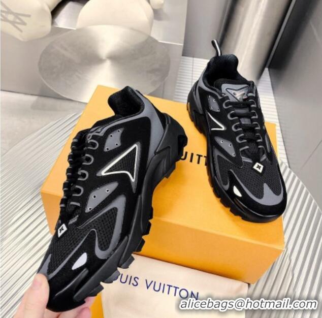 Best Product Louis Vuitton Men's LV Runner Tatic Sneakers in Mesh and Leather Black 105123