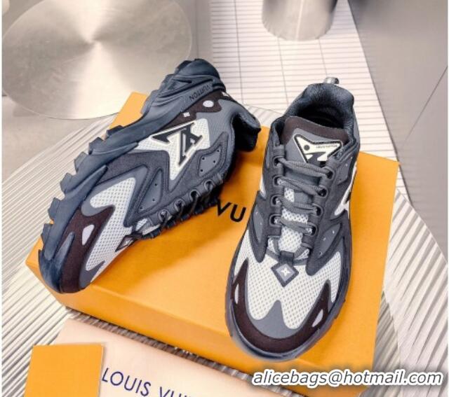 Best Price Louis Vuitton Men's LV Runner Tatic Sneakers in Mesh and Leather Dark Grey 105125