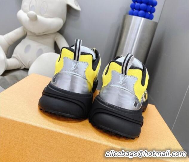 Good Quality Louis Vuitton Men's LV Runner Tatic Sneakers in Mesh and Leather Yellow 105126