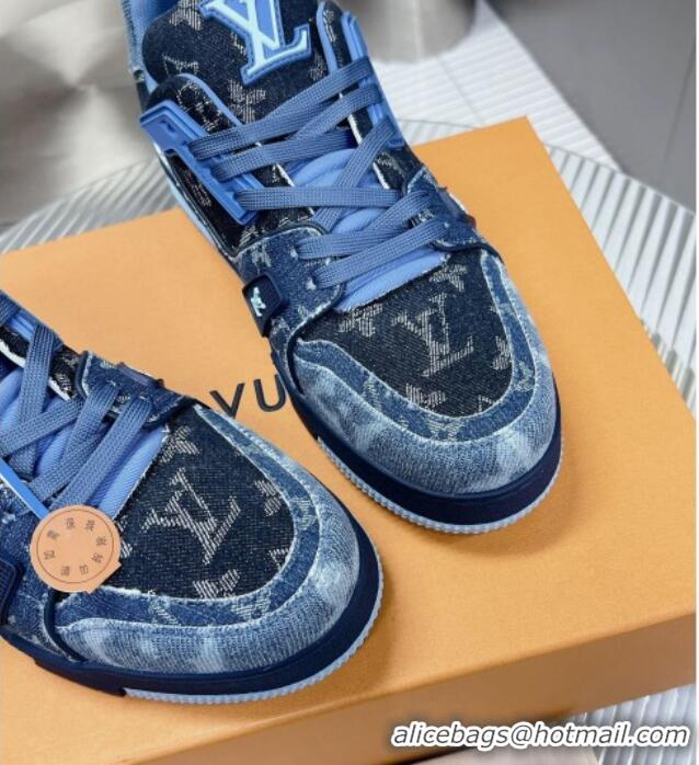 Grade Quality Louis Vuitton LV Trainer Sneakers in Monogram Denim Blue 0105128