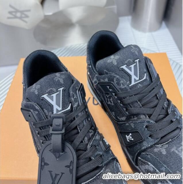 Best Grade Louis Vuitton LV Trainer Sneakers in Monogram Denim Black 105129