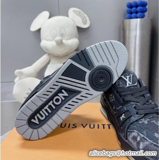 Best Grade Louis Vuitton LV Trainer Sneakers in Monogram Denim Black 105129