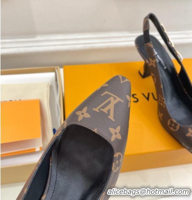 Popular Style Louis Vuitton Sparkle Slingback Pumps 6.5cm with Chain Charm in Monogram Canvas 105130