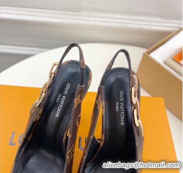 Top Design Louis Vuitton Sparkle Slingback Pumps 9.5cm with Chain Charm in Monogram Canvas 105135