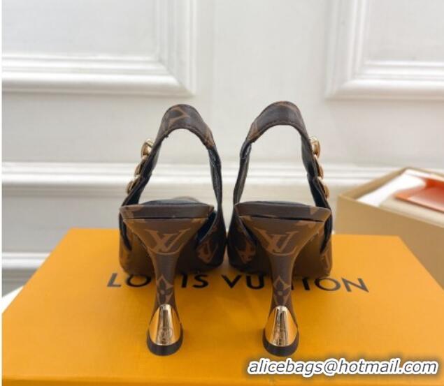 Top Design Louis Vuitton Sparkle Slingback Pumps 9.5cm with Chain Charm in Monogram Canvas 105135