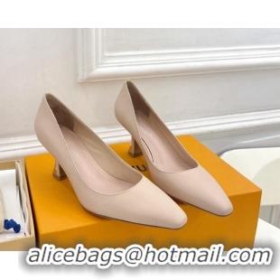 Youthful Louis Vuitton Sparkle Pumps 6.5cm in Calfskin Leather Nude 105141