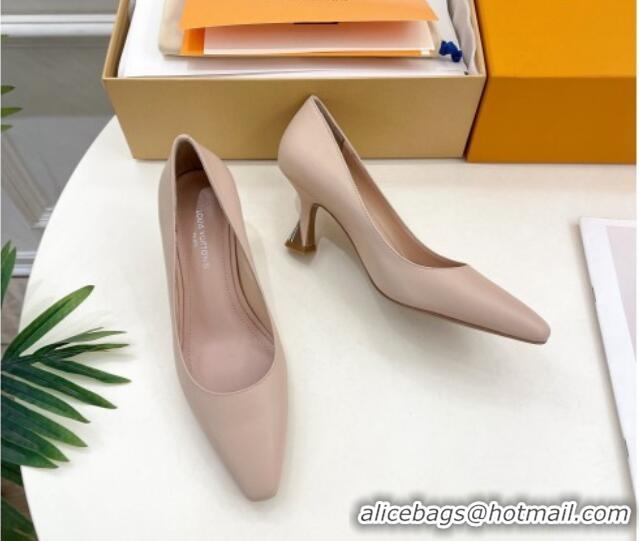 Youthful Louis Vuitton Sparkle Pumps 6.5cm in Calfskin Leather Nude 105141