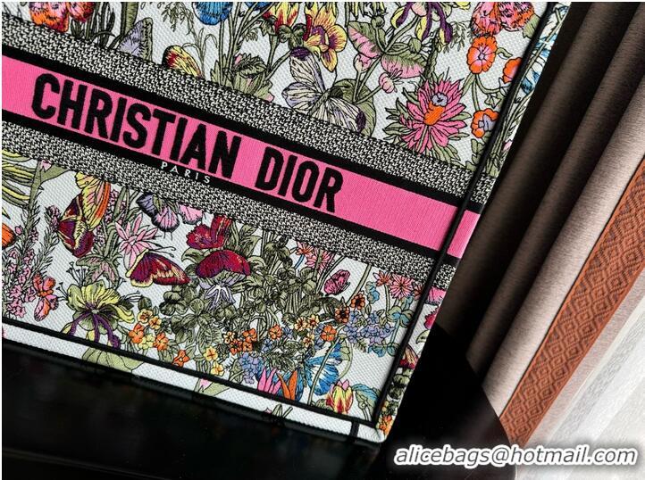 Top Quality LARGE DIOR BOOK TOTE White Multicolor Mexico Millefiori Embroidery M1286ZES