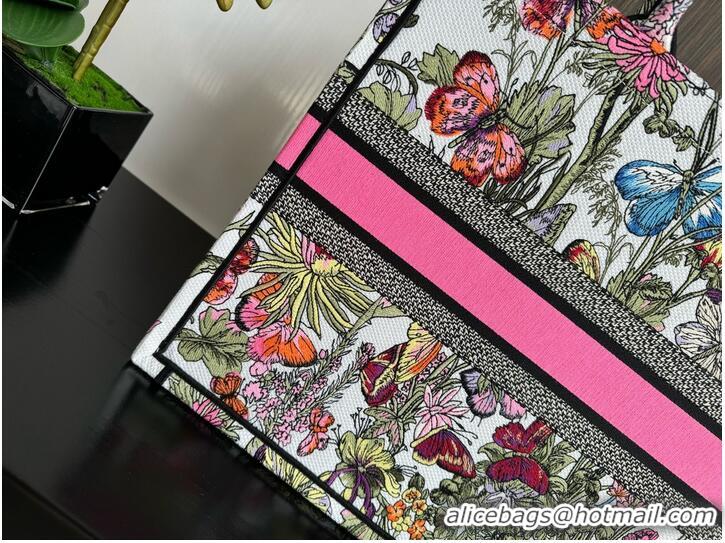 Top Quality LARGE DIOR BOOK TOTE White Multicolor Mexico Millefiori Embroidery M1286ZES