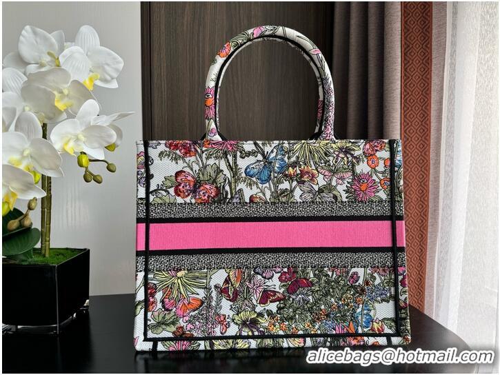 Promotional MEDIUM DIOR BOOK TOTE White Multicolor Mexico Millefiori Embroidery M1296ZEBJ