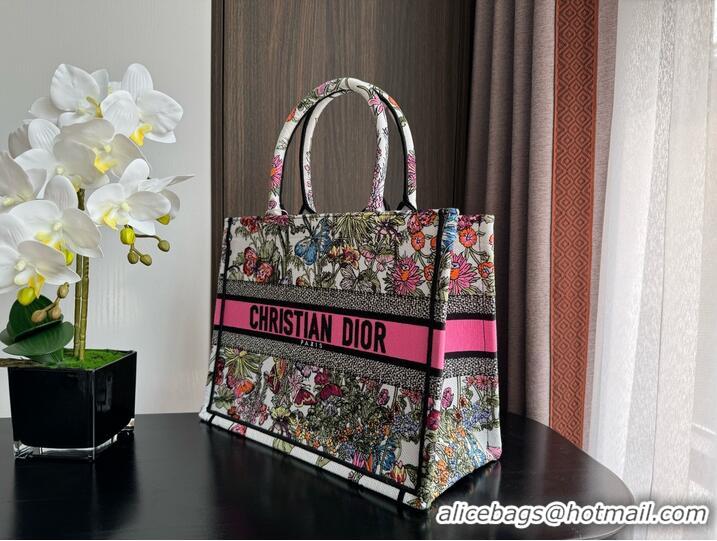 Promotional MEDIUM DIOR BOOK TOTE White Multicolor Mexico Millefiori Embroidery M1296ZEBJ