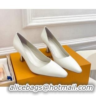 Luxury Louis Vuitton Sparkle Pumps 6.5cm in Calfskin Leather White 105143