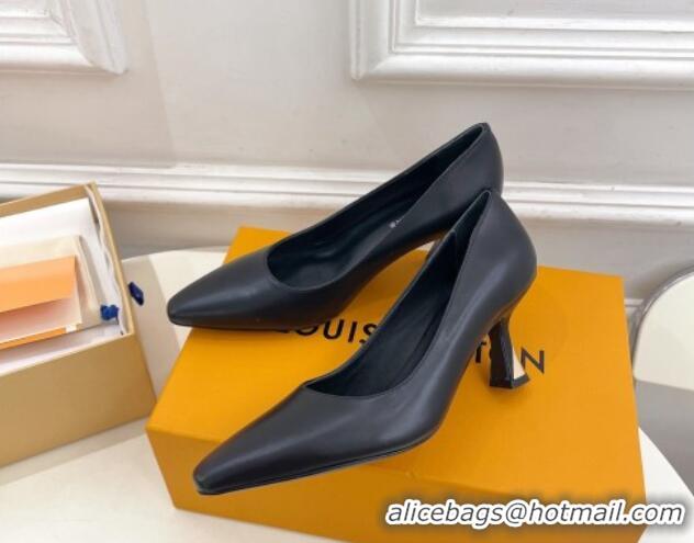 Low Cost Louis Vuitton Sparkle Pumps 6.5cm in Calfskin Leather Black 105144