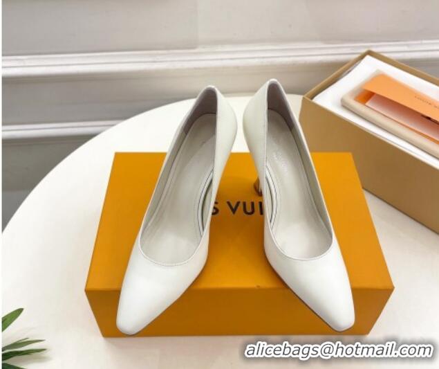 Luxurious Louis Vuitton Sparkle Pumps 9.5cm in Calfskin Leather White 0105148