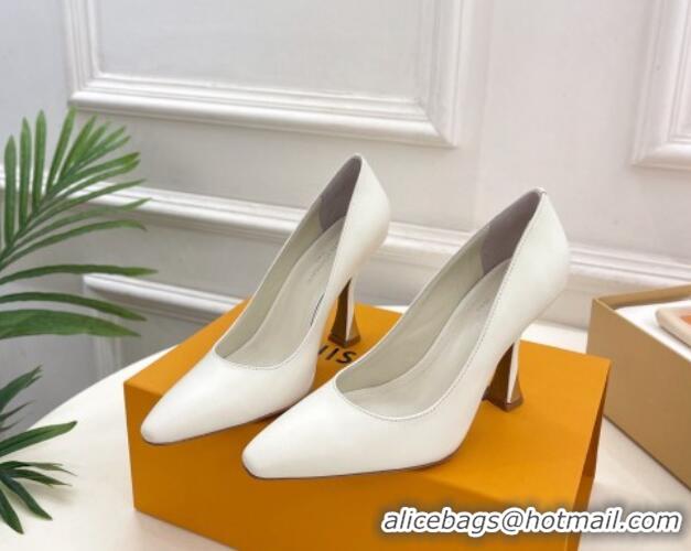 Luxurious Louis Vuitton Sparkle Pumps 9.5cm in Calfskin Leather White 0105148