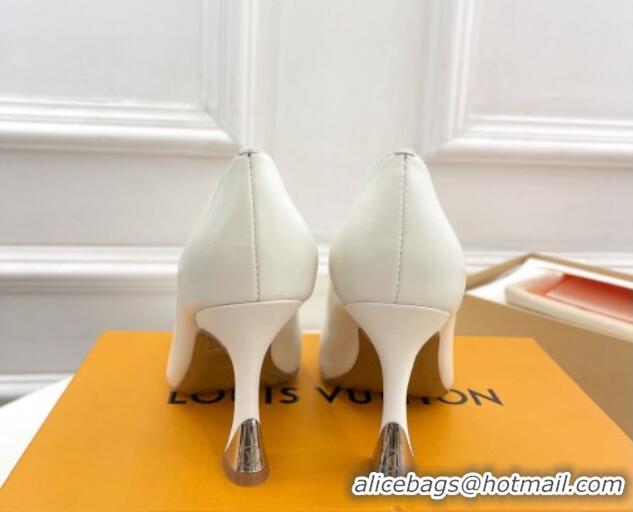 Luxurious Louis Vuitton Sparkle Pumps 9.5cm in Calfskin Leather White 0105148