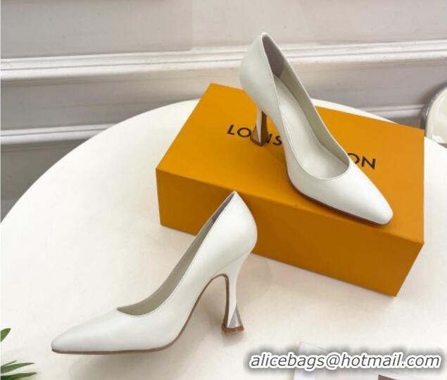 Luxurious Louis Vuitton Sparkle Pumps 9.5cm in Calfskin Leather White 0105148