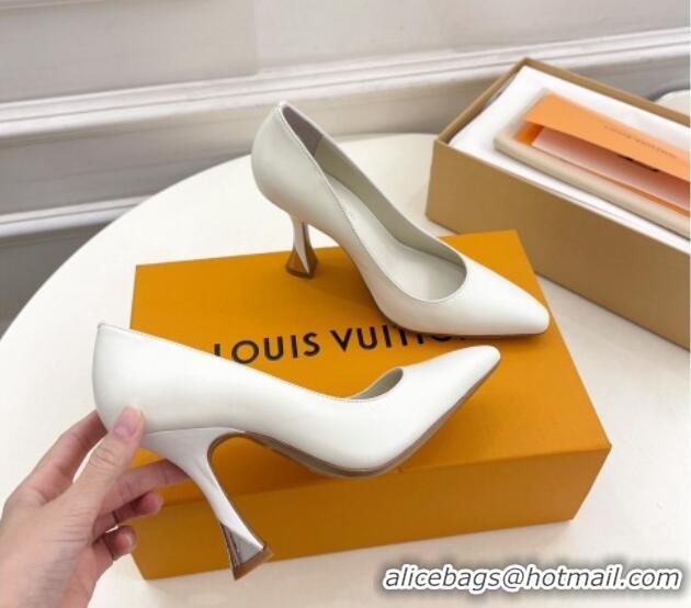 Luxurious Louis Vuitton Sparkle Pumps 9.5cm in Calfskin Leather White 0105148