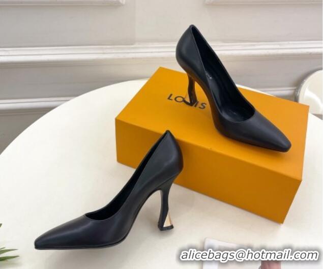 Sophisticated Louis Vuitton Sparkle Pumps 9.5cm in Calfskin Leather Black 0105149